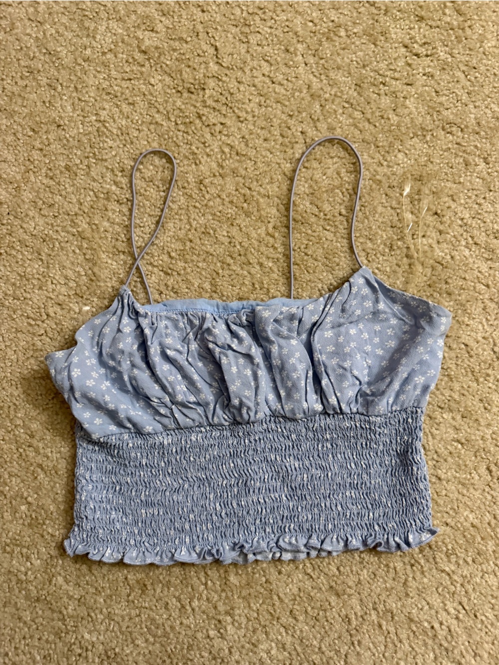 Light Blue Floral Smocked Cami Top🌸